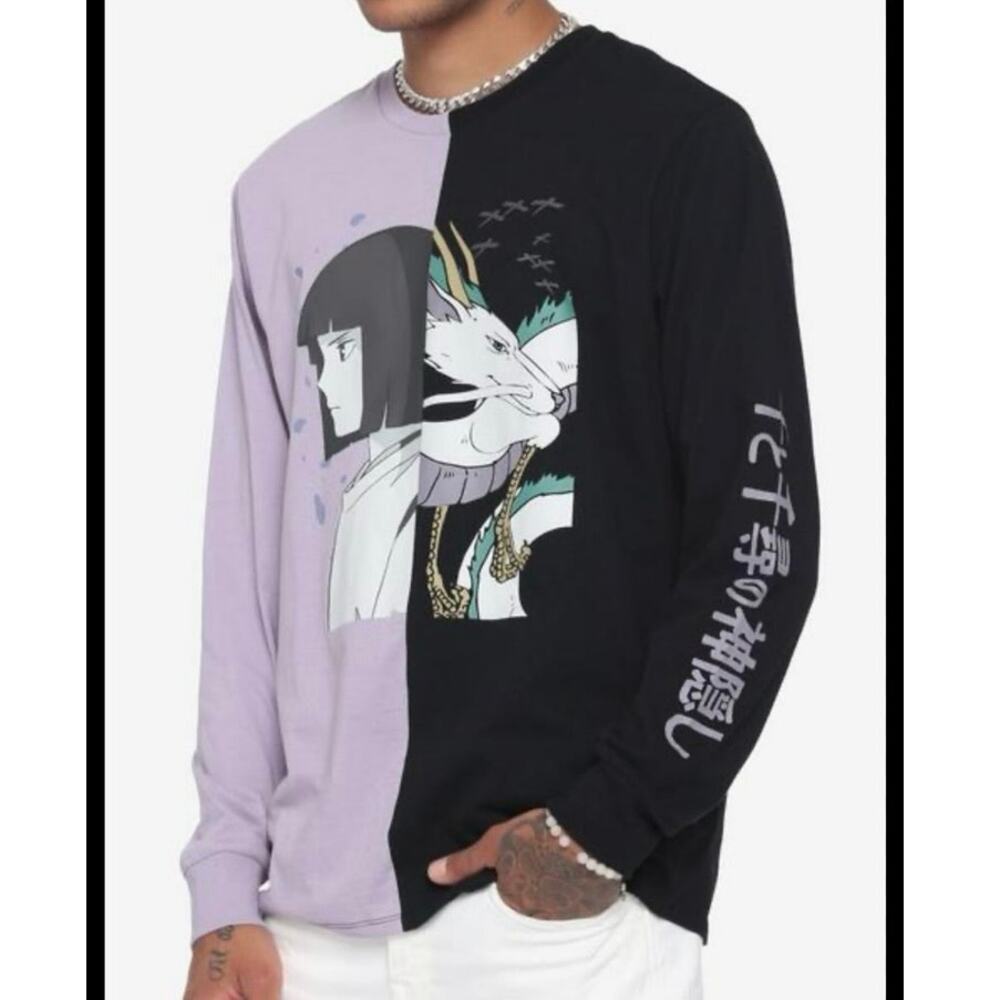 Studio‎ Ghibli Spirited Away Haku Long-Sleeve T-Shirt Size XLarge Purple Black